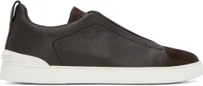 ZEGNA Brown Triple Stitch Sneakers