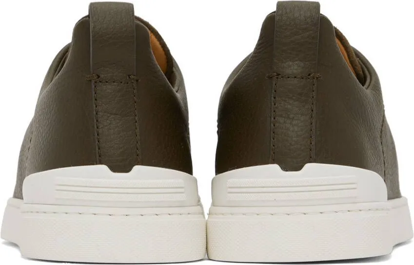 ZEGNA Khaki Triple Stitch Sneakers