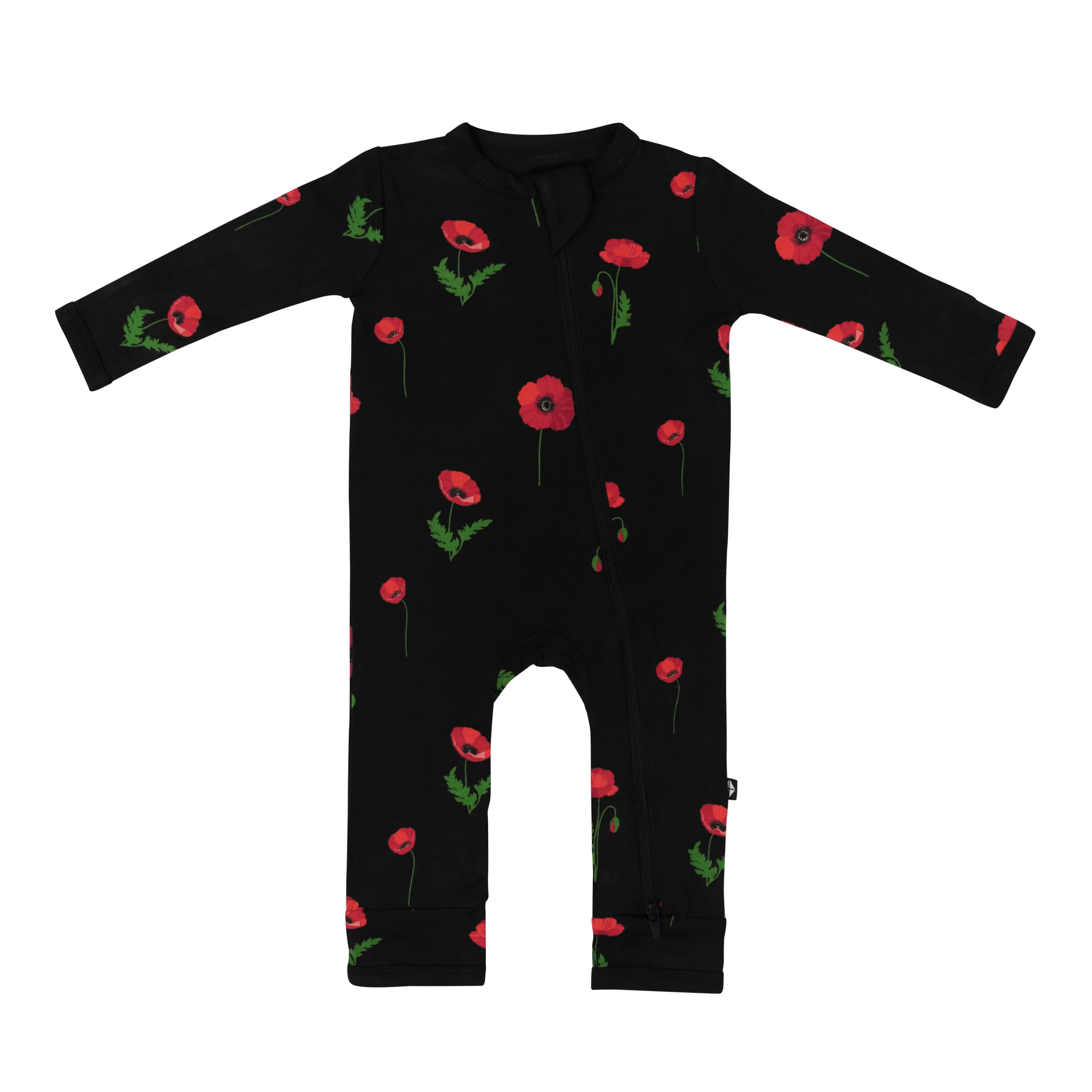 Zippered Romper in Midnight Poppies